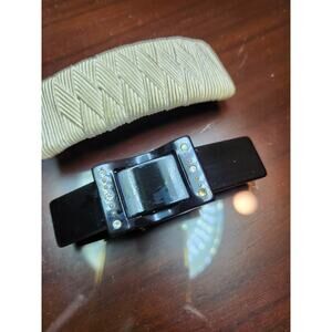 Vintage Hair Clip Duo‎ – Revlon Cream Fabric Barrette & Black Rhinestone Clip